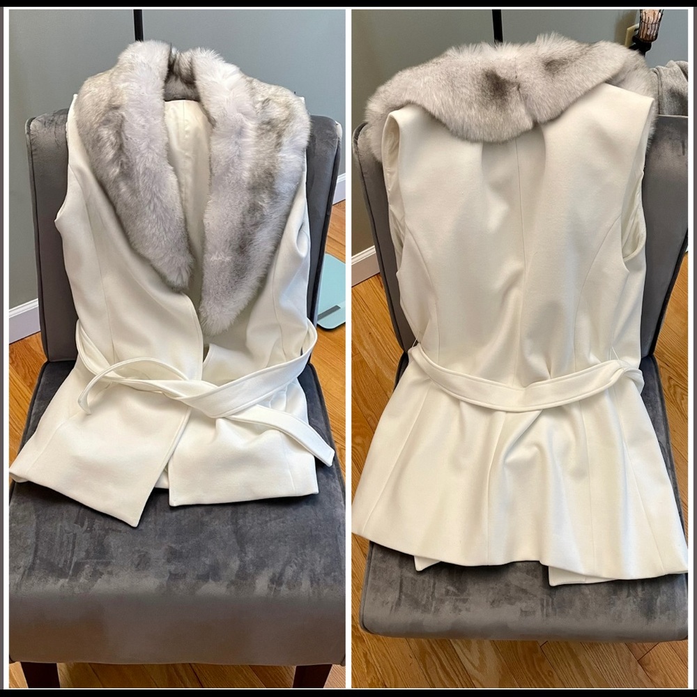 NWOT White House Black Market Sleeveless Faux Fur Jacket - Size L
